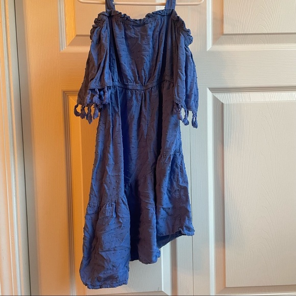 Blue cold shoulder flare girls dress Art Class xs 4/5 - Picture 5 of 5
